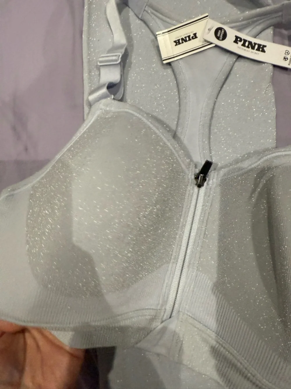 PINK Victoria's Secret Shimmery Light Gray spot wear set M - Picture 8 of 16